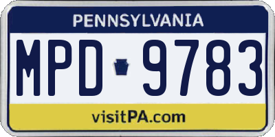 PA license plate MPD9783