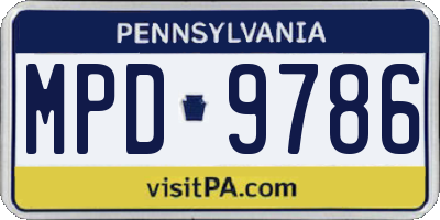PA license plate MPD9786