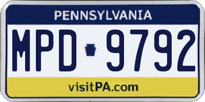 PA license plate MPD9792