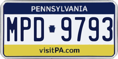 PA license plate MPD9793