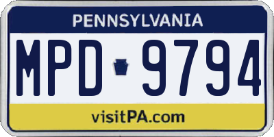 PA license plate MPD9794