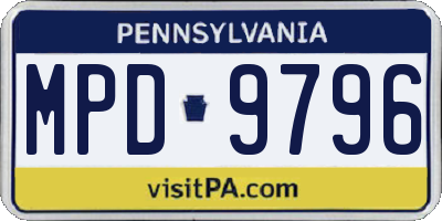 PA license plate MPD9796
