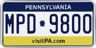 PA license plate MPD9800