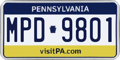 PA license plate MPD9801