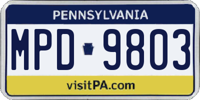 PA license plate MPD9803