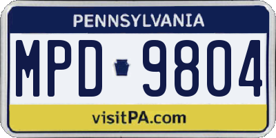 PA license plate MPD9804