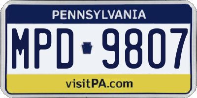 PA license plate MPD9807