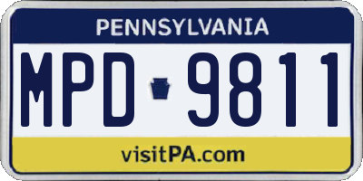 PA license plate MPD9811