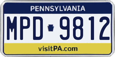 PA license plate MPD9812