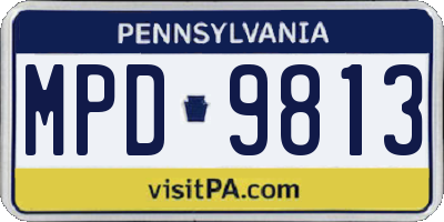 PA license plate MPD9813