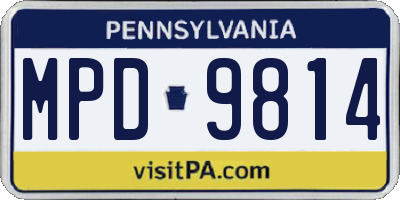 PA license plate MPD9814