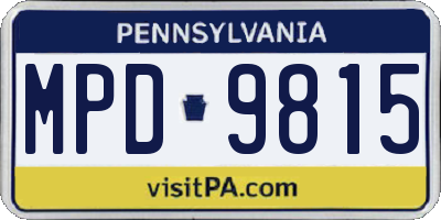 PA license plate MPD9815