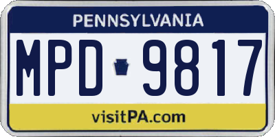 PA license plate MPD9817