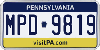 PA license plate MPD9819