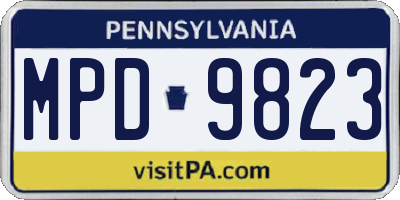 PA license plate MPD9823