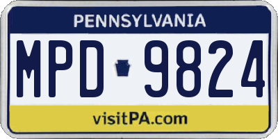 PA license plate MPD9824