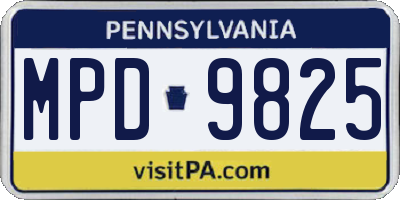 PA license plate MPD9825