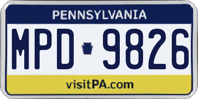 PA license plate MPD9826