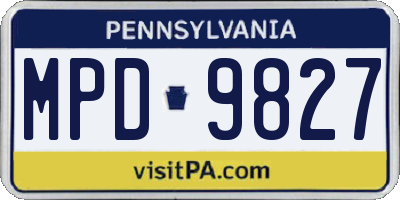 PA license plate MPD9827