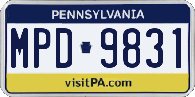 PA license plate MPD9831