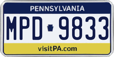 PA license plate MPD9833