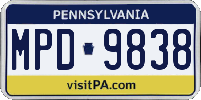 PA license plate MPD9838