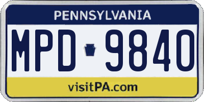 PA license plate MPD9840