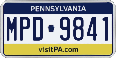 PA license plate MPD9841