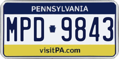 PA license plate MPD9843