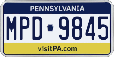 PA license plate MPD9845