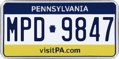 PA license plate MPD9847