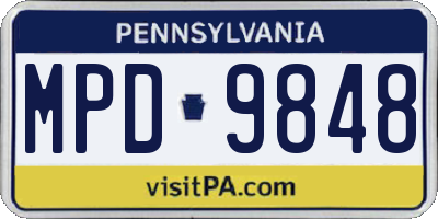PA license plate MPD9848