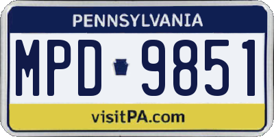 PA license plate MPD9851
