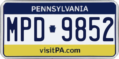 PA license plate MPD9852