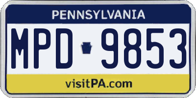 PA license plate MPD9853