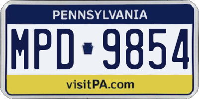 PA license plate MPD9854