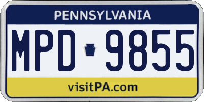 PA license plate MPD9855