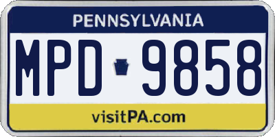 PA license plate MPD9858