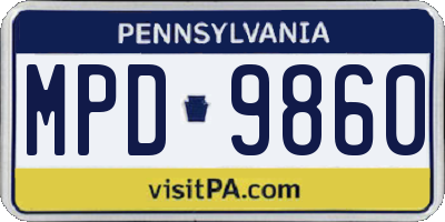 PA license plate MPD9860