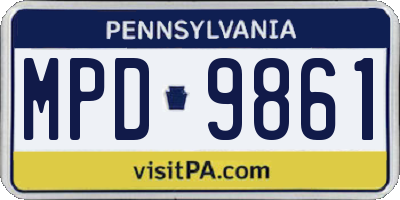 PA license plate MPD9861
