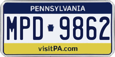 PA license plate MPD9862