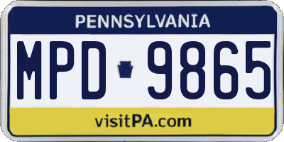 PA license plate MPD9865