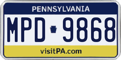 PA license plate MPD9868