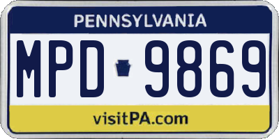 PA license plate MPD9869