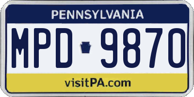 PA license plate MPD9870