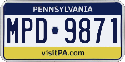 PA license plate MPD9871