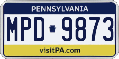 PA license plate MPD9873