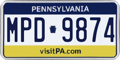 PA license plate MPD9874