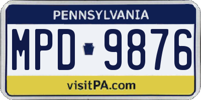PA license plate MPD9876
