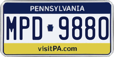 PA license plate MPD9880